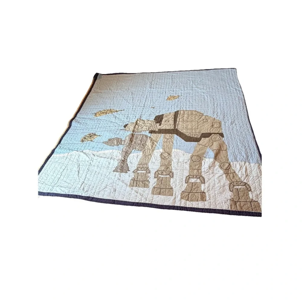 Pottery Barn Kids Star Wars AT-AT HOTH Quilt Set FULL 2 Shams Retired RARE Vtg